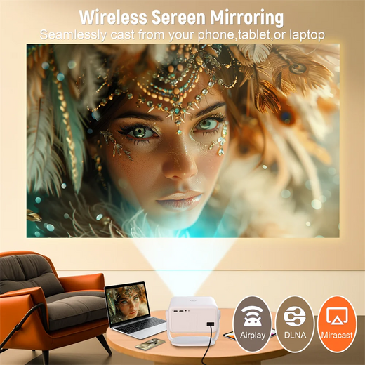 Projetor de certificação Velec Netflix Android 13 4K nativo 1080P 650ANSI com foco automático Wifi6 BT5.2 360 ° Projetor doméstico para exterior