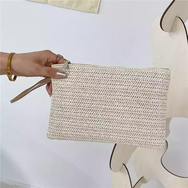 Fsafashion-bolsa de tecido palha para mulheres, bolsa casual para férias, bolsas com alça superior, bolsas de ombro retrô artesanais, moda feminina, 2024