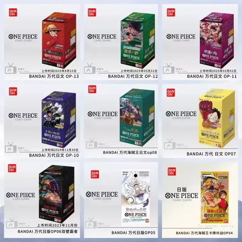 Uma peça tcg caixa de reforço de cartão de jogo japonês selado autêntico japonês OP01-OP13 série completa caixa de reforço cartões de coleção de jogo