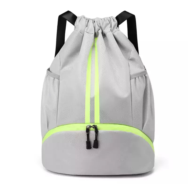Mochila de cordão para homens e mulheres, Sacos Esportivos, Grande Capacidade Gym Bag, Compartimento de Sapatos, Bolso Molhado, Exterior