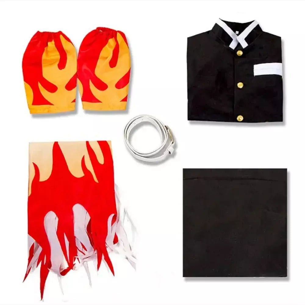 Anime rengoku kyojuro cosplay trajes trem mugen demônio slayer kimetsu não yaiba robe ternos para adultos crianças perucas cos outfit festa