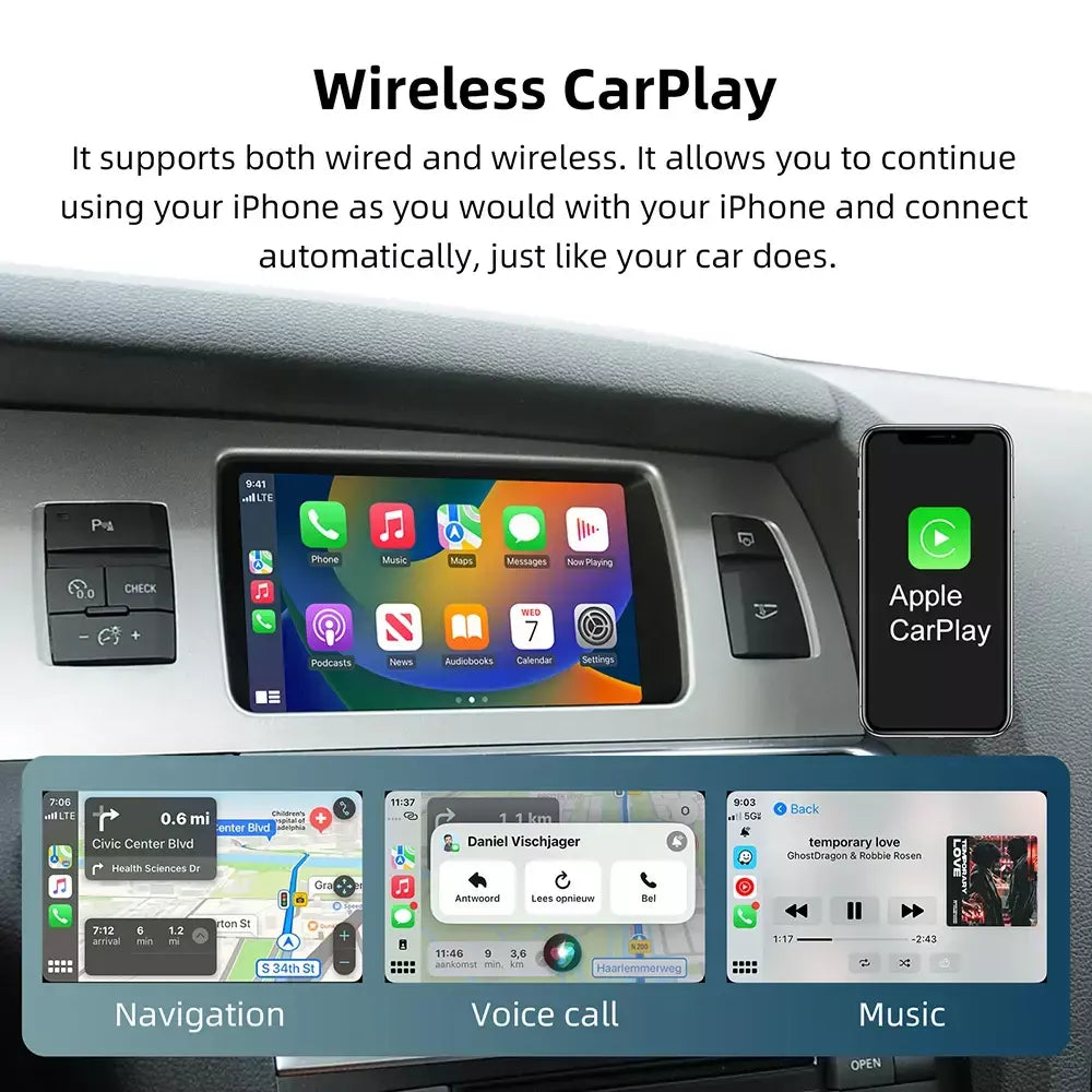 Anyfar carplay sem fio para audi a6 q7 2009-2015 mmi 3g android auto espelho link airplay câmera reversa acessórios multimídia