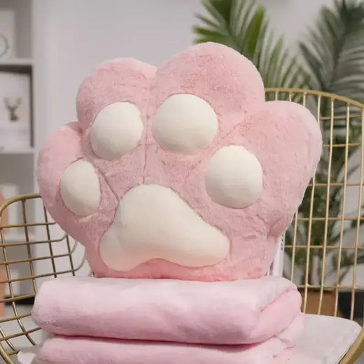 Bonito gato pata dupla finalidade escritório nap mão mais quente travesseiro cobertor do carro calor consolador macio material de pelúcia decoração para casa almofada