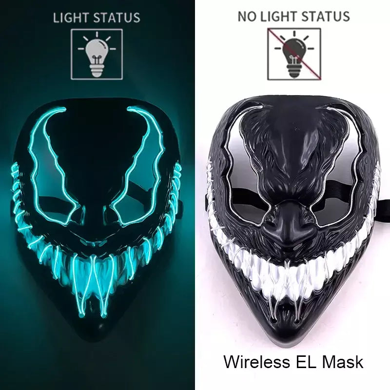 Neon sem fio led máscara de purga brilho no escuro cosplay máscara de terror halloween masquerade festa máscaras brilhantes engraçado vestir-se