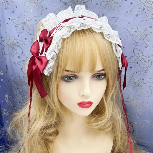 Laço japonês fita Lolita cocar, orelhas na cabeça bandana, empregada anime cosplay acessórios para o cabelo, 2024