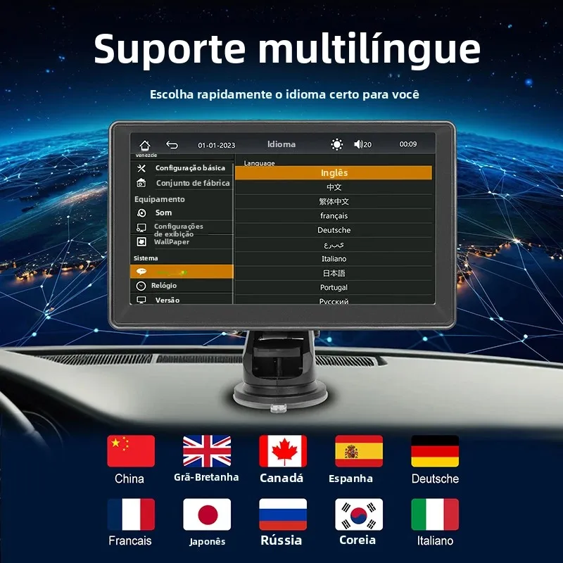 Reprodutor de vídeo multimídia universal de 7 polegadas Navegação GPS Carplay sem fio Apple Android Auto BT | Compatível com iOS e Android