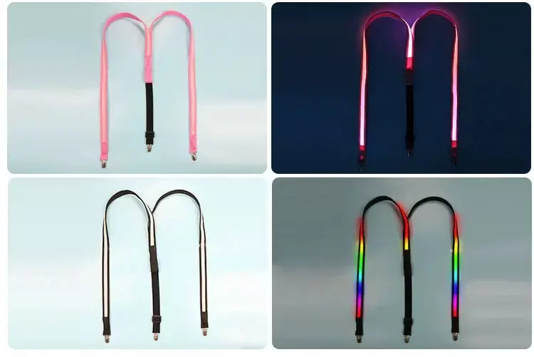 Suspensórios de led iluminados masculinos, gravata borboleta unissex, calças elásticas ajustáveis, suspensório iluminado com led para festival de música, festa de fantasia