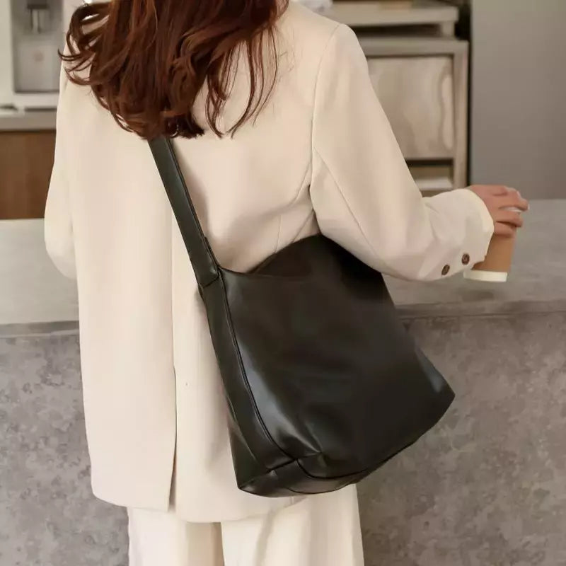 Bolsa Boston de couro PU para mulheres, bolsa de ombro de grande capacidade, bolsas crossbody, design de travesseiro vintage, casual
