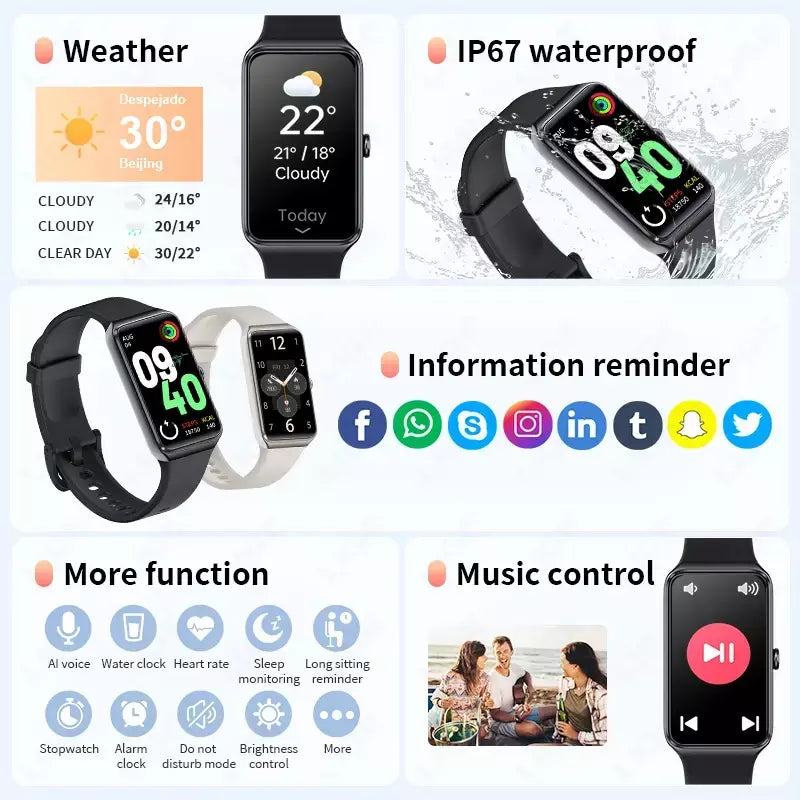 Xiaomi 2025 1.47 ''HD Relógio Inteligente Feminino Esportes Pulseira de Fitness Termômetro Monitor de Saúde À Prova D 'Água Mulheres Smartwatch