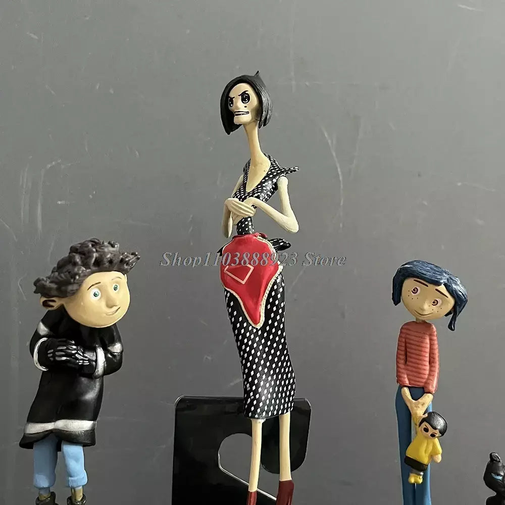 3 pçs neca coraline figura anime coraline & a porta secreta personagem torto modelo boneca estátua conjunta filme móvel brinquedos presentes