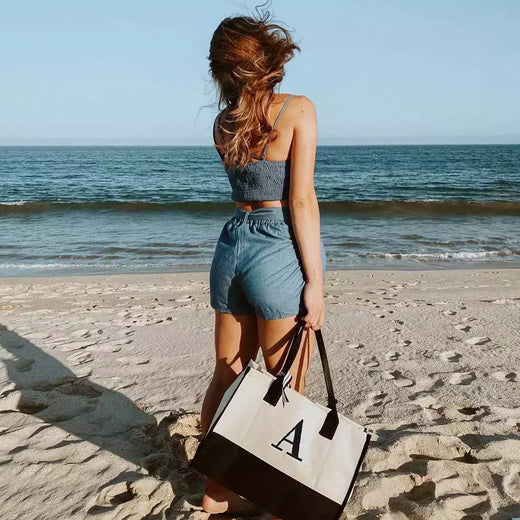 Sacola de lona feminina, sacola inicial de viagem, bolsa de maquiagem com zíper, alça ajustável personalizada, dia das mães, presente de aniversário