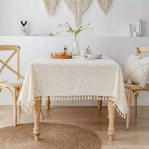 Toalha de mesa de algodão pequena margarida para decoração, estilo coreano, retângulo, para cozinha, casamento, sala de jantar