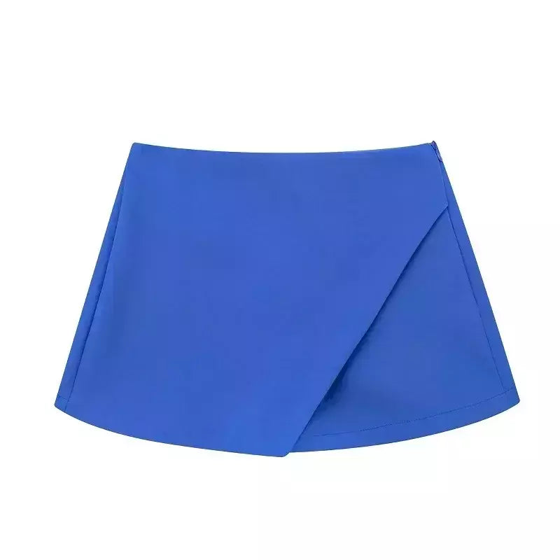 ASDS-Calções de Cintura Alta Feminina, Saias Assimétricas de Zíper Lateral, Monocromáticas, Preto, Branco, Mini, Moda Verão