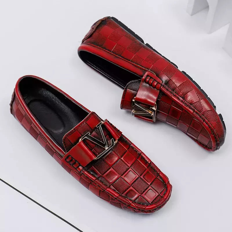 YRZL-Sapatos de couro genuíno para homens, mocassins padrão crocodilo, sapatos casuais mocassim, marca de alta qualidade