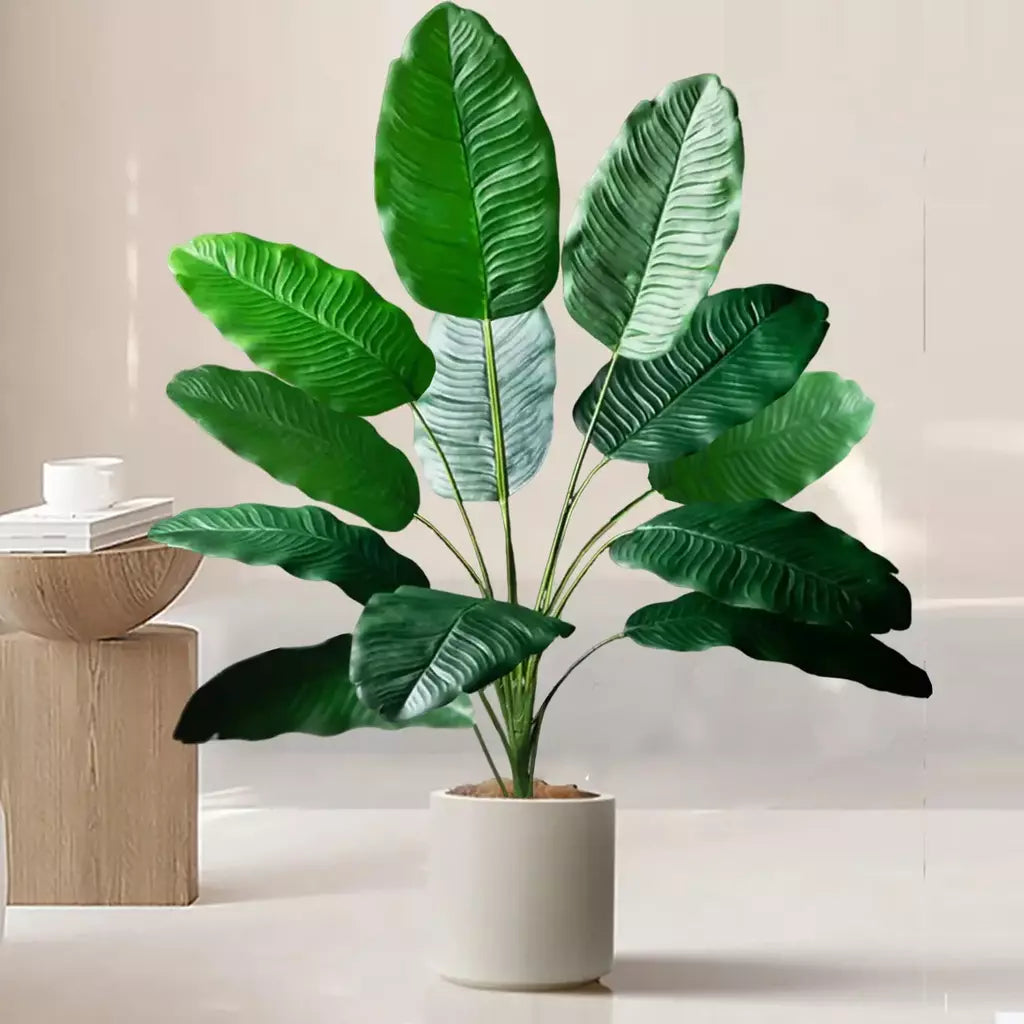 Palmeira tropical artificial 60-90-120cm(47,2 pol.) folhas de planta de banana falsa toque real planta de plástico strelitzia para jardim doméstico