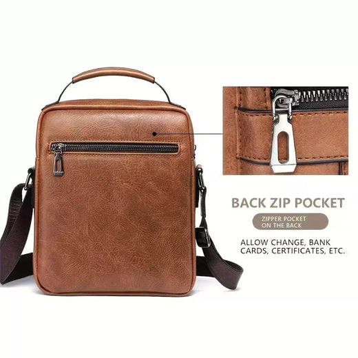 Bolsa de Ombro de Couro PU para Homens, Bolsas Crossbody, Business Flap, Mala Mensageiro Sólida Masculina, Bolsa de Viagem para iPad, 9.7 ", Brand