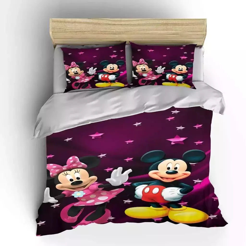 Mickey e Minnie Conjunto de cama para crianças, Fluffy Cartoon Comforter Cover, US Twin Bedclothes, Queen Size, macio, bebê, 3pcs