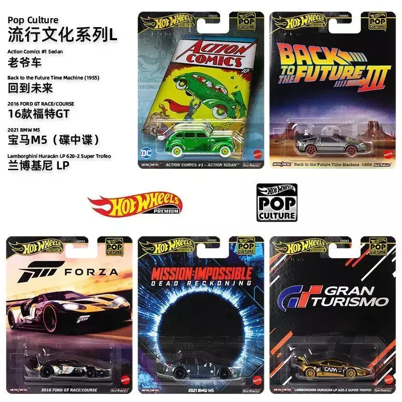 Original rodas quentes 2025 cultura pop Hxd63-L série lamborghini de volta para o futuro modelo de carro crianças brinquedos modelo carro coleção presente