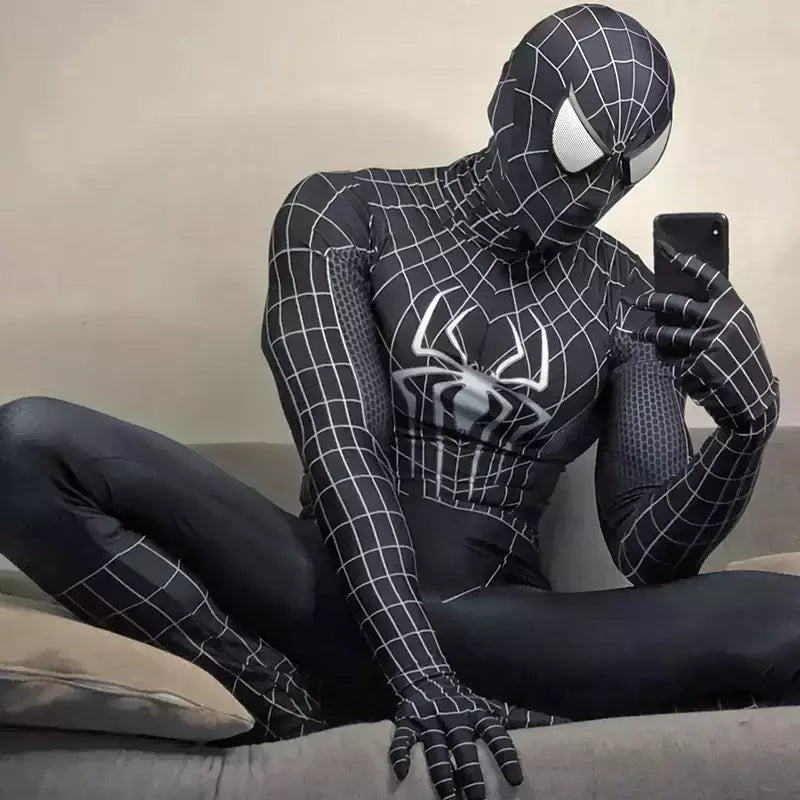 Tobey maguire spiderman traje preto/vermelho raimi homem aranha cosplay super-herói zentai terno trajes de halloween para adultos