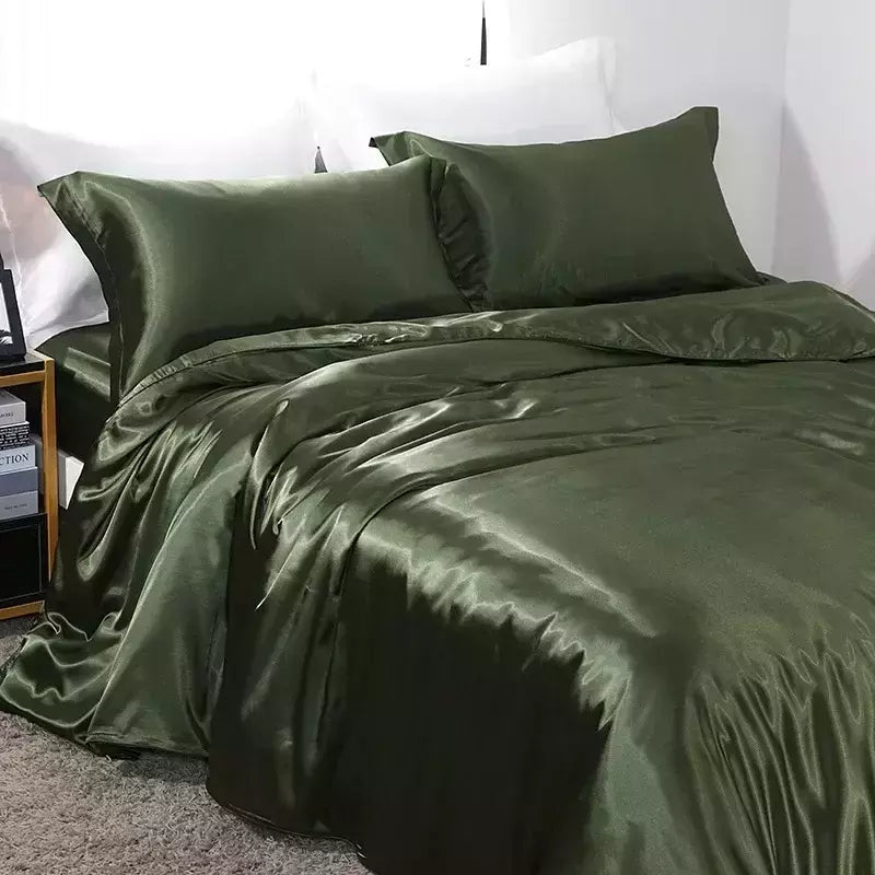 Luxo Satin Bedding Set Capa de edredão com fronha Estilo Europeu King Queen Size Confortável Bed Set Covers Folha de linho