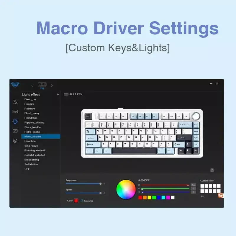 AULA F75 2.4G Teclado mecânico para jogos sem fio/Bluetooth/com fio RGB personalizado 75% layout OEM estrutura de junta de perfil