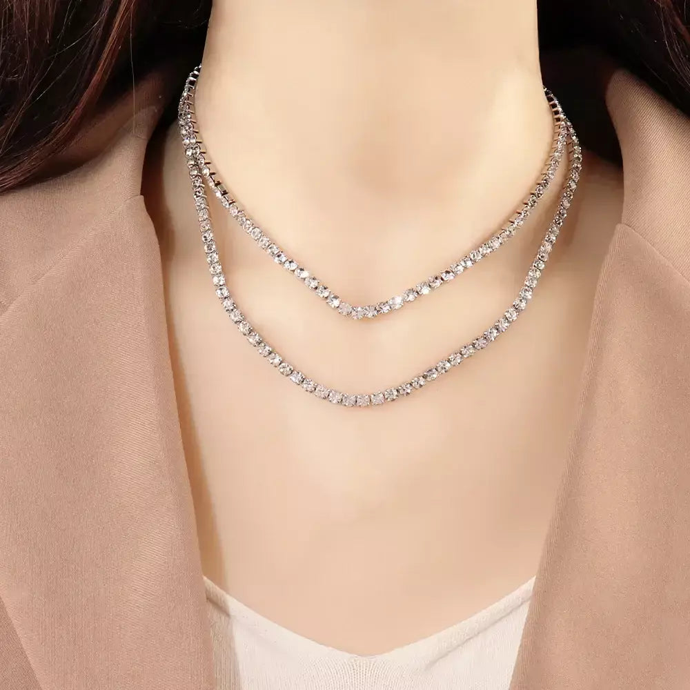 316l 4mm colar de aço inoxidável para mulheres hip hop tênis corrente colares cor cristal zircão gargantilha colar jóias