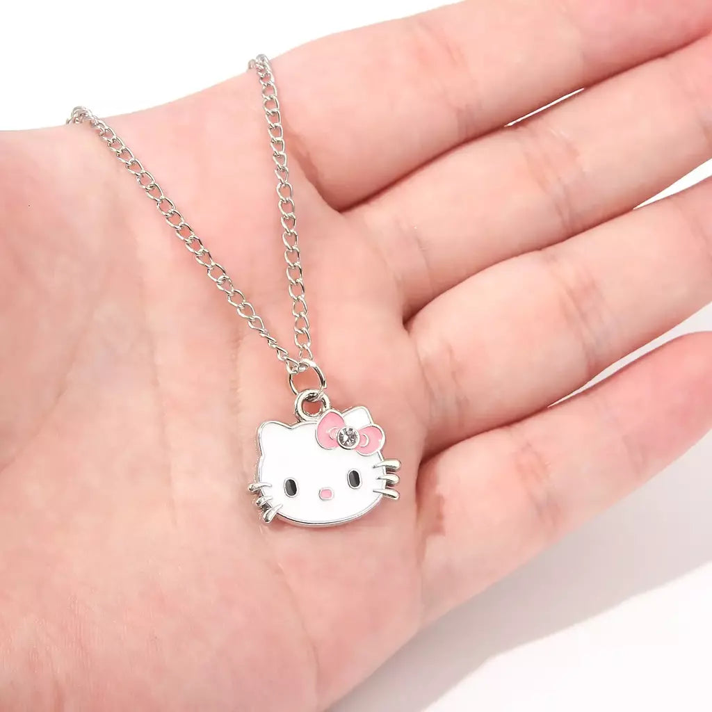 Olá kitty pingente colares moda arco bonito gato colar para mulheres homens jóias acessórios presentes menina metal kt gato pingente