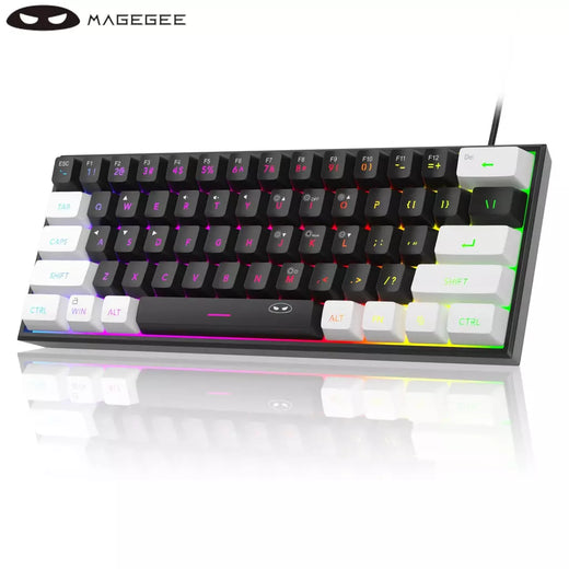 MageGee TS91 60% Teclado Com Fio Compacto 61 Teclas RGB Backlight Pequeno Computador de Escritório Portátil Teclado de Membrana Para PC Windows
