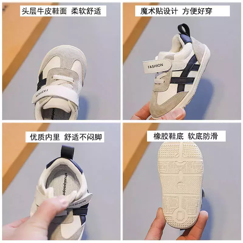 Sapatilhas antiderrapantes brancas para crianças, sapatos casuais, respirável, gancho, ao ar livre, crianças, criança, meninos, meninas, design de moda
