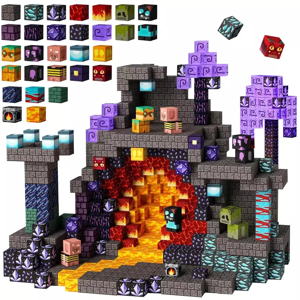 Blocos de construção magnéticos à base de jogo, caverna de construção com ímã, brinquedos de construção, presente sensorial para crianças, aniversário, 78/100/200 peças