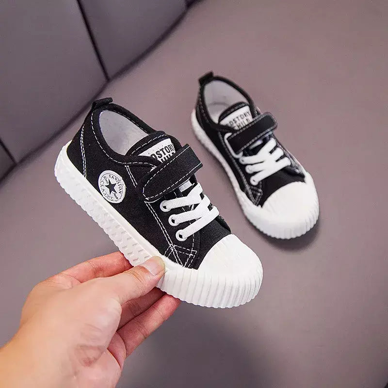 Sapatos de lona infantis sola macia confortável sapatos de biscoito meninos e meninas respirável antiderrapante lazer esportes sapatos de lona