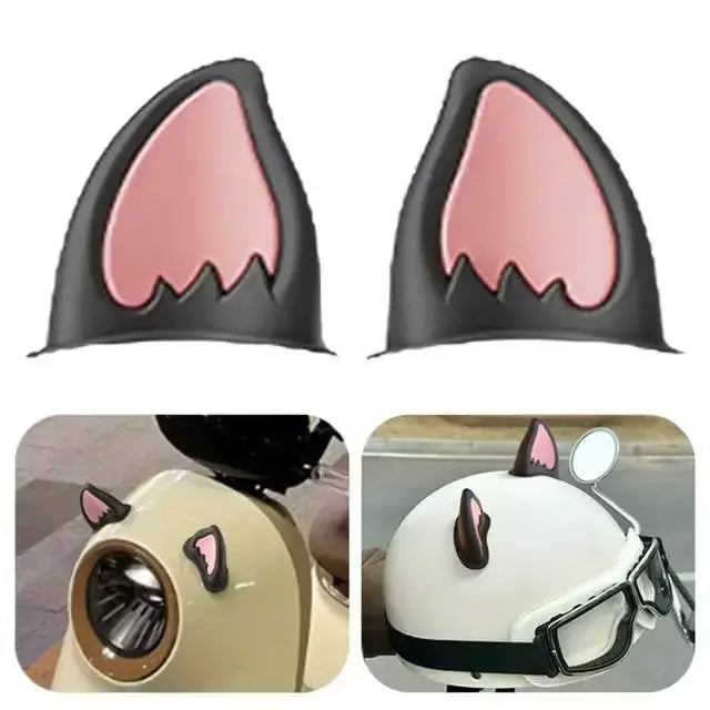 Acessório de orelha para capacete de motocicleta, decorações de orelha de gato para scooter, bicicleta, adesivo para skate e ciclismo