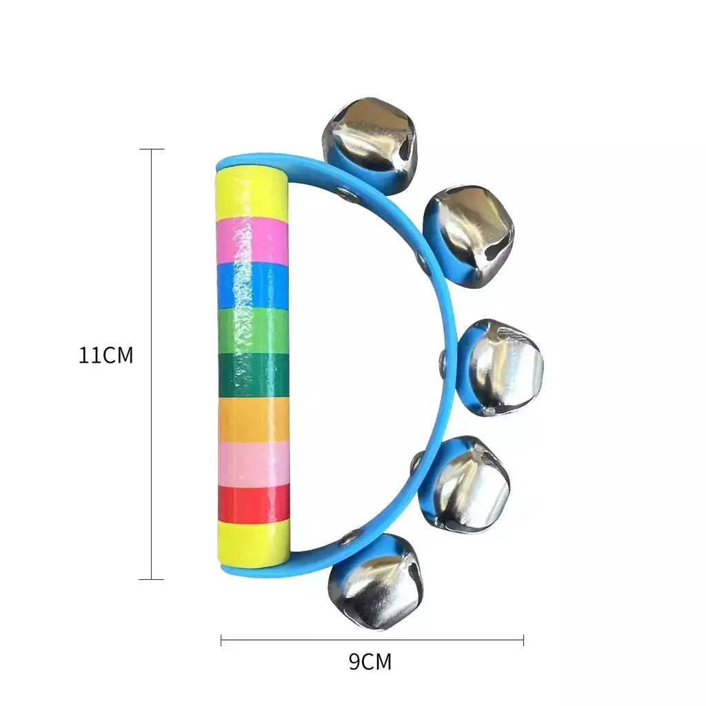 Sleigh Bells de Natal para crianças Jingle Bells, instrumento de sino musical cabo de madeira, presente para meninos e meninas, 1pc