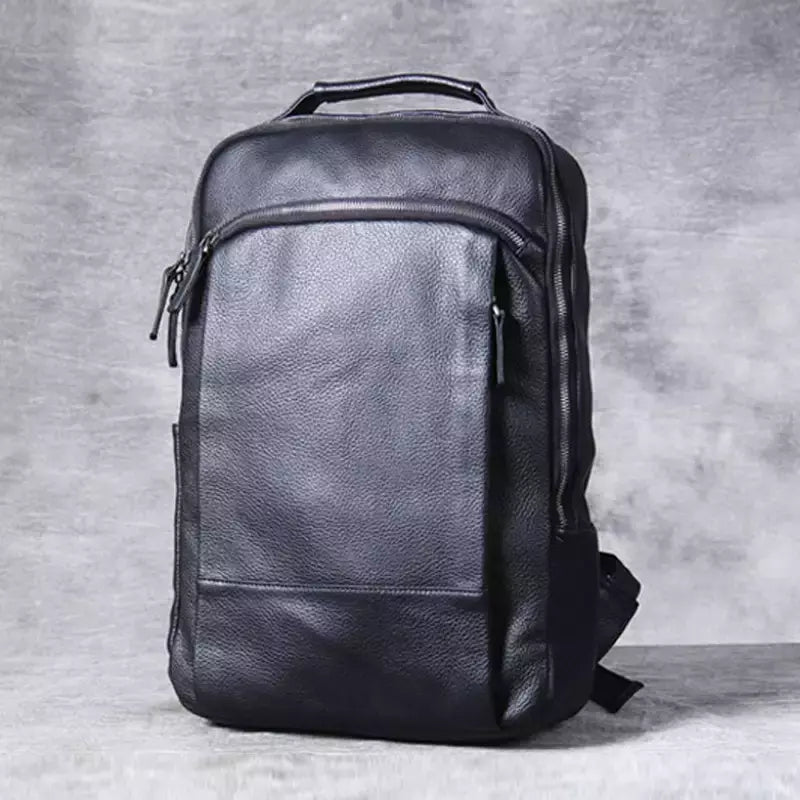 Mochila de couro genuíno para homens, cavalo louco vintage mochila para laptop grande mochila diária mochila de viagem mochila para caminhadas