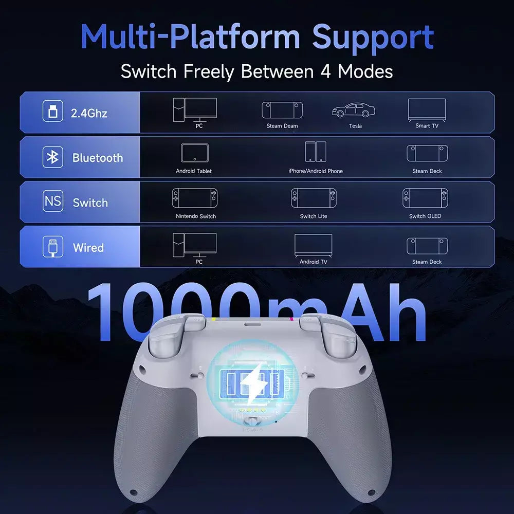 EasySMX X05 Pro Controle de jogo sem fio RGB compatível com PC/Switch/Celular/TV/Steam, efeito Hall, motores Dual Rumble