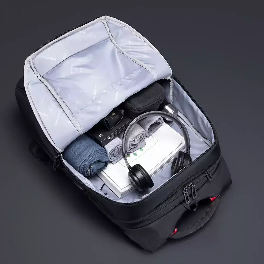 Kingsons bolsa masculina à prova d'água, mochila para laptop de 17 polegadas com carregamento usb externo, mochila antifurto para laptop, multicamadas