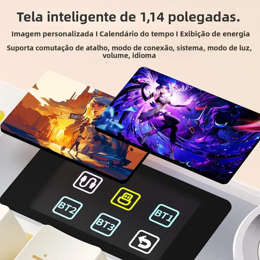 AULA F108 pro Teclado sem fio Bluetooth Macro Gaming teclado Junta Hot-swap Teclado de tamanho completo com display inteligente TFT