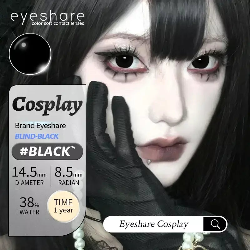 Eyeshare 1 par cosplay lentes de contato coloridas brancas lentes de contato vermelhas anime lentes de olho preto halloween beleza maquiagem lentes