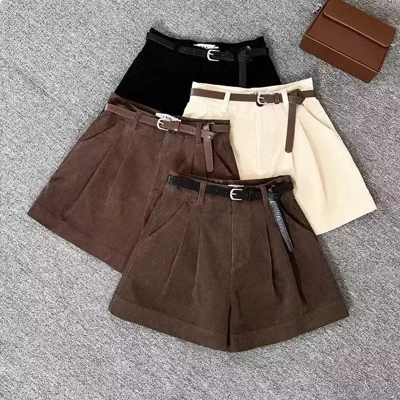 Shorts de veludo emagrecedor cintura alta feminino, cor café, calças botas na moda, outono e inverno, nova chegada, 2023