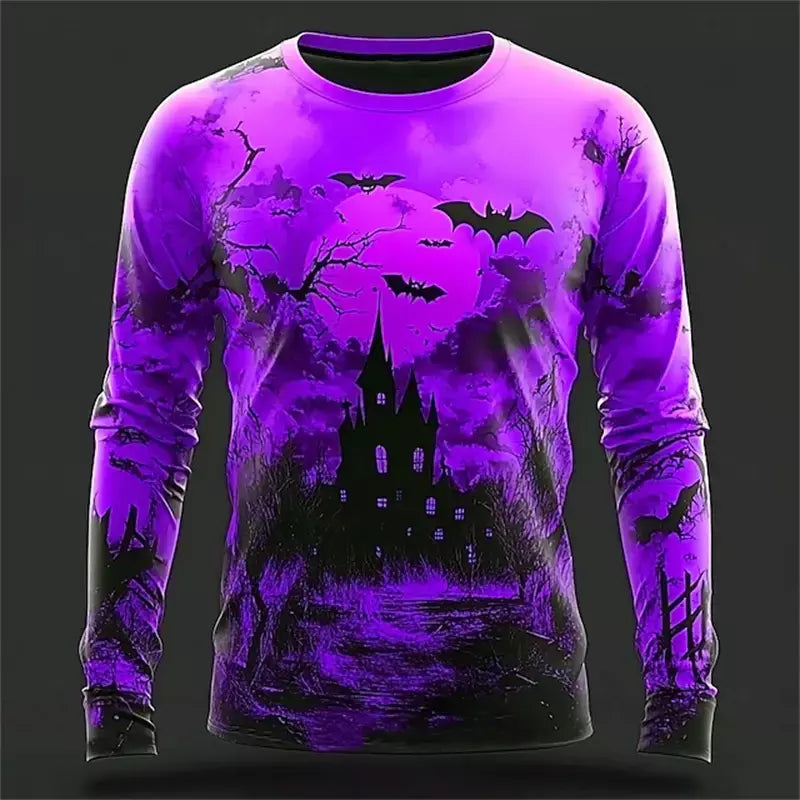 Novo estilo esqueleto masculino casual em torno do pescoço manga longa outono inverno em torno do pescoço pulôver manga longa moda streetwear