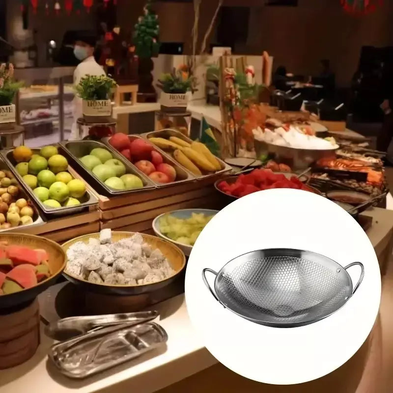 1pc 25cm/9.8 polegada de aço inoxidável pan favo de mel antiaderente com alça resistente a riscos cozinhar ovos panquecas arroz sopa macarrão