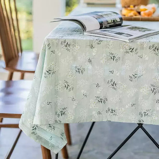 Toalha De Mesa De Mistura De Algodão Impresso Floral, Lavável Farmhouse Table Cover, Bege, Festa De Casamento, Sala De Estar, Decoração Do Chuveiro Do Bebê