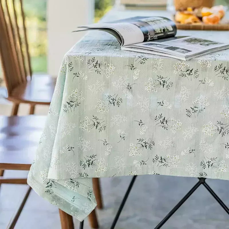 Toalha De Mesa De Mistura De Algodão Impresso Floral, Lavável Farmhouse Table Cover, Bege, Festa De Casamento, Sala De Estar, Decoração Do Chuveiro Do Bebê