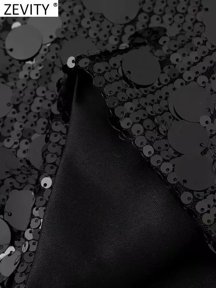 Mini saia de veludo com lantejoulas Zevity feminina, zíper lateral chique feminino, saias lápis, bainha Shinning, nova moda, QUN255
