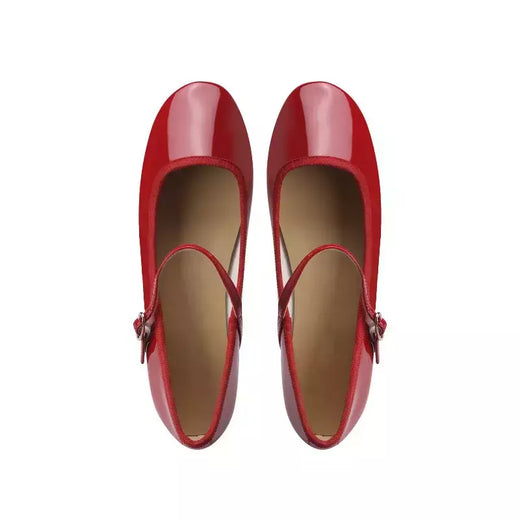 Sapatilhas Mary Jane para mulheres, sapatilhas de couro brilhante, dedo do pé redondo, sapatilhas femininas, dança, bola, nupcial, casamento