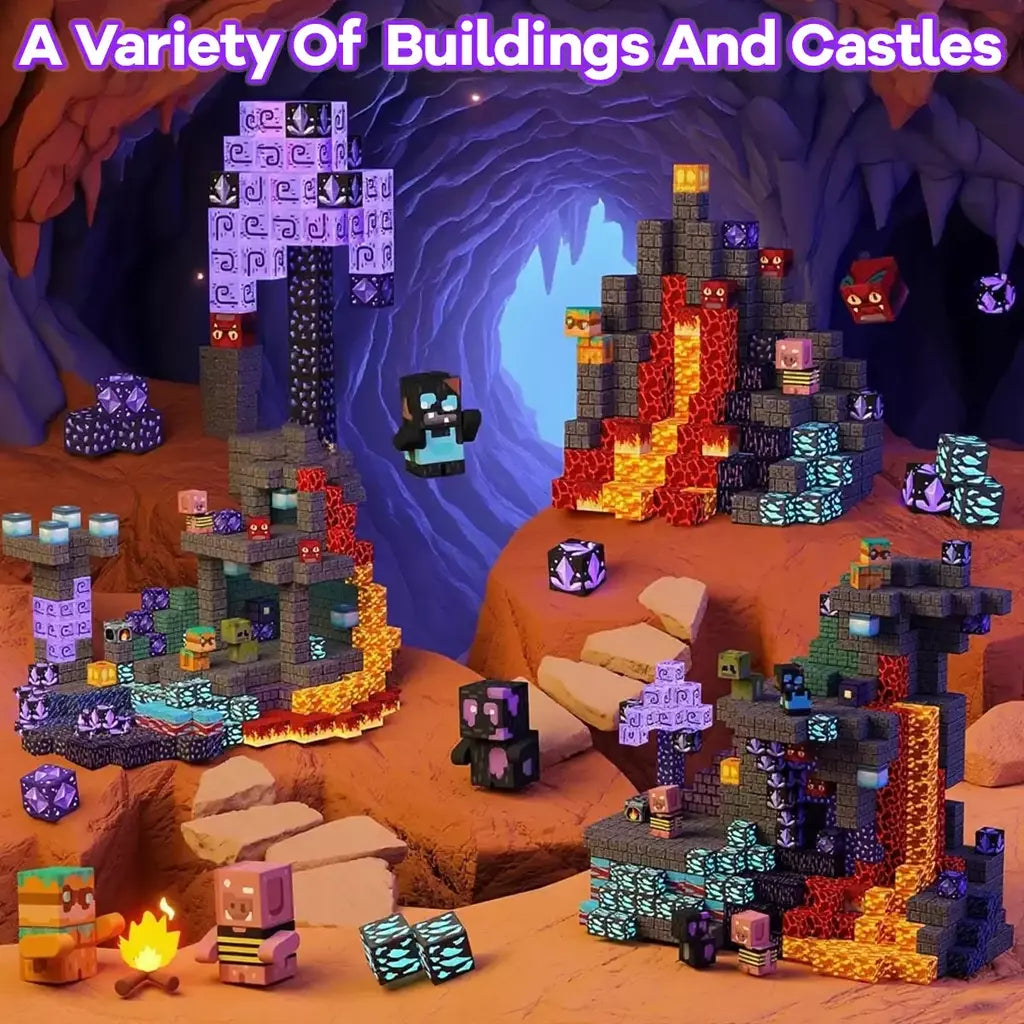 Blocos de construção magnéticos à base de jogo, caverna de construção com ímã, brinquedos de construção, presente sensorial para crianças, aniversário, 78/100/200 peças