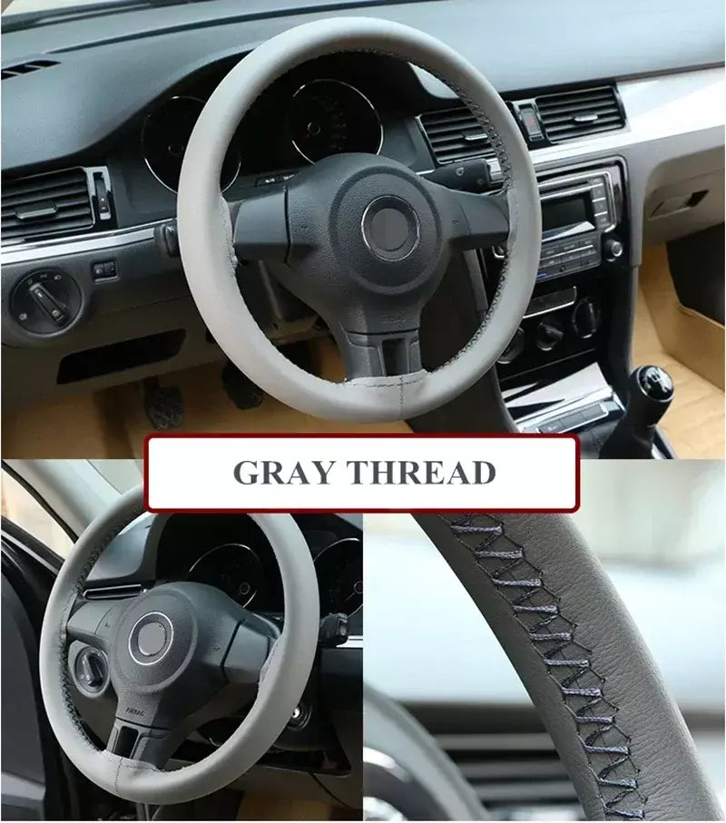 Soft Fiber Couro Volante Cobre, Trança Universal, Volante de Carro com Agulhas e Rosca, Acessórios Interiores, DIY, 1Pc