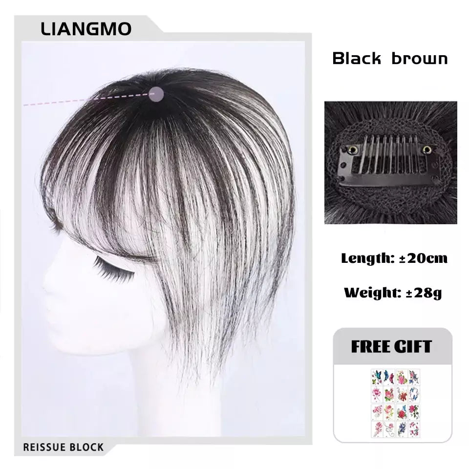 Lm fino 3d ar franja de cabelo em linha reta puro franja clipe em extensões de cabelo topper franja 3d invisível sem costura cabeça peruca de cabelo