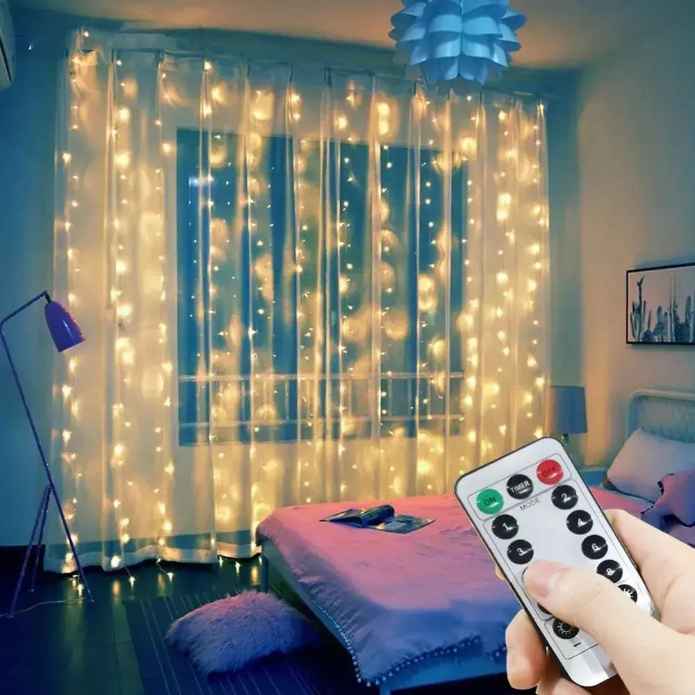 LED USB Curtain String Fairy Lights, Guirlanda de Natal, Remoto para Festa, Jardim, Casa, Decoração de Casamento, Ano Novo, 8 Modos, 6 m, 3m, 2025