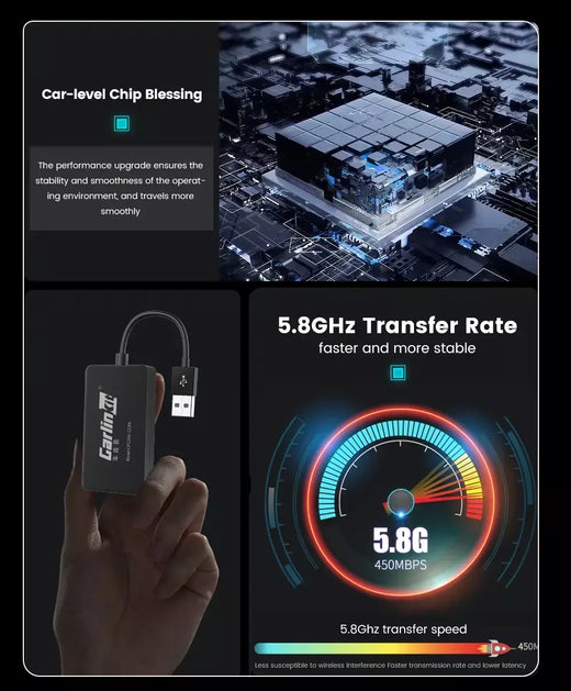 CarlinKit Adaptador CarPlay com fio ou sem fio USB Android Auto Dongle para Android Carro Multimídia Mirrorlink Waze Spotify Autokit